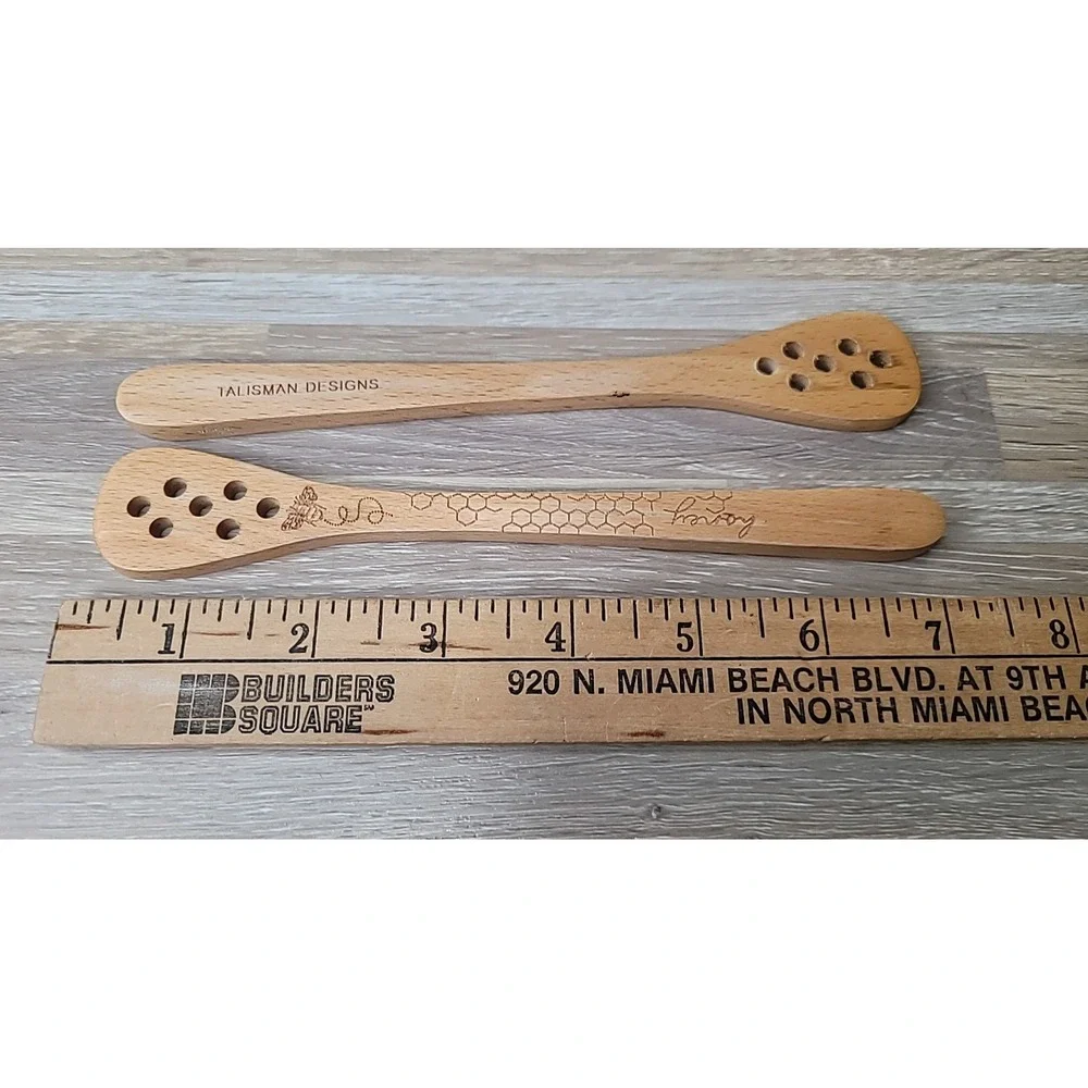 2 Talisman Designs Laser‎ Etched Beechwood Honey Spreader | Honey Bee Design